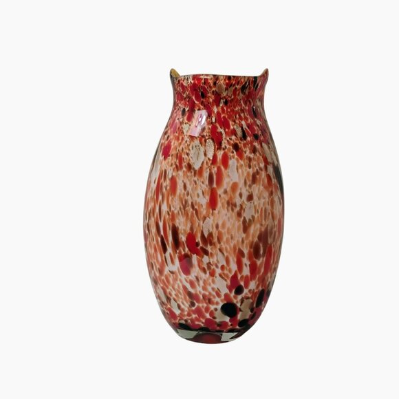 Murano Hand Blown Art Glass Owl Multicolor Vase, Colorful Bird-Shape Speckled - Picture 4 of 15